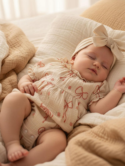 Newborn Baby Girl Cotton Linen Bubble Romper Summer Clothes Vintage Ruffle Short Sleeve Onesie Bodysuits Outfit (Khaki, 0-3 Months)