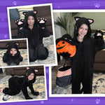 GIFTINBOX Cat Costume For Girls, Cat Noir Costume, Zip-Up Hooded Onesie Black Cat Costume for Kids Dress Up, Role Play Halloween Costumes for Kids Girls 5 6 7 8 9 10 11