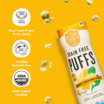 Serenity Kids 6+ Months Grain Free Puffs Toddler & Baby Snack | No Added Sugar, Gluten & Rice Free, Allergen Free | Made with Organic Cassava, Veggies, & Herbs | White Cheddar & Cauliflower | 1 Count