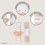 Kids Preferred Miffy Baby Wrist Rattle Set - Rattle Plush Heads, Easy On and Off Strap, Hook & Loop Closure, Embroidered Details, Ages 0 to 12 Months
