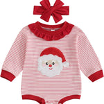 Baby Girl Boy Christmas Clothes Letter Print Sweatshirt Romper Infant Long Sleeve Bubble Romper Winter Outfit