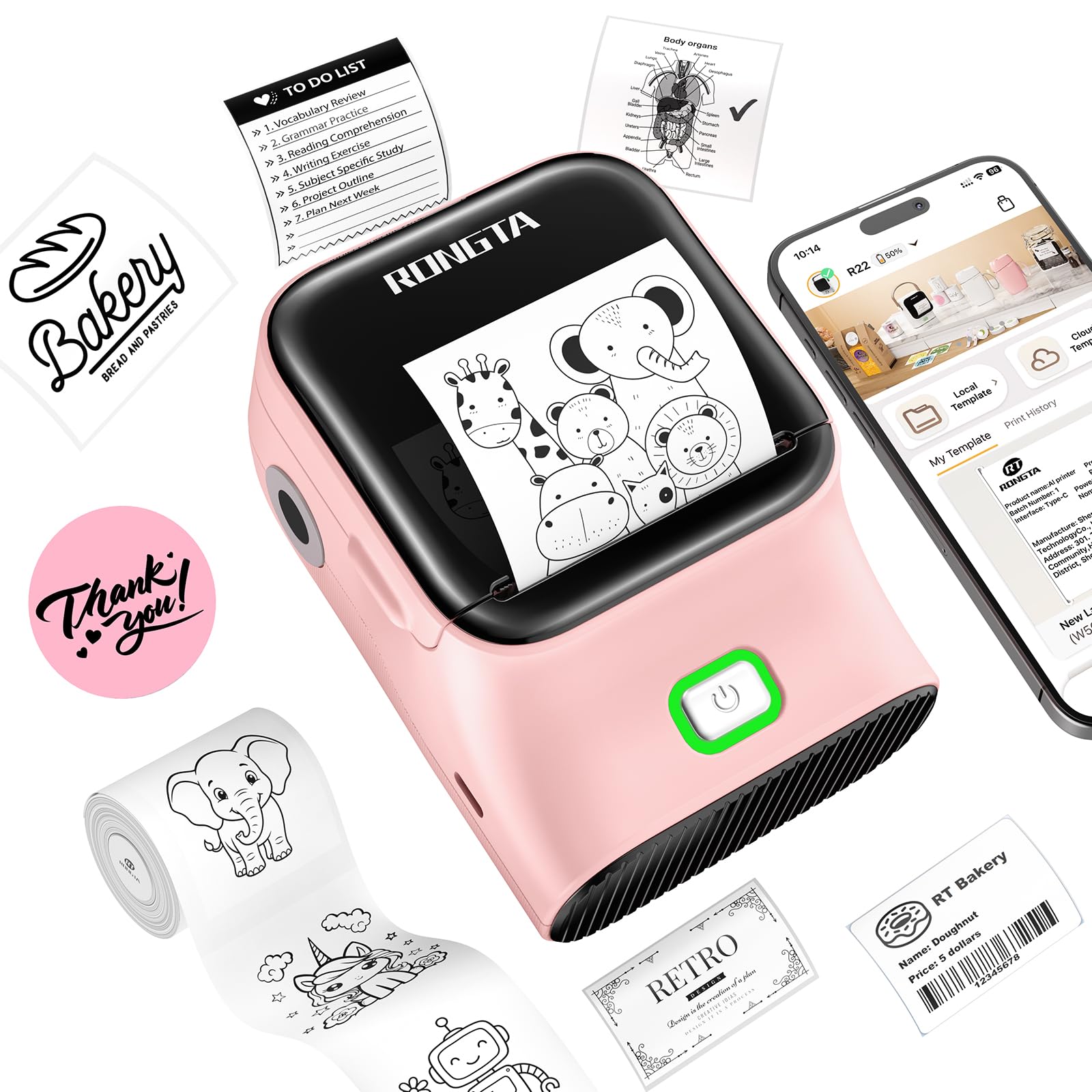 Rongta Mini Sticker Printer, Bluetooth Thermal Label Printer, - Art ...