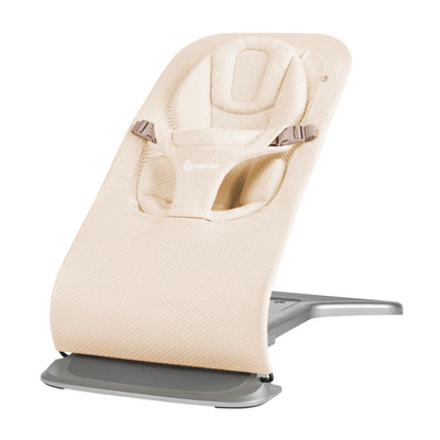 Ergobaby Evolve 3-in-1 Bouncer Seat for Babies and Toddlers 5.5-25lbs - Multi Position Baby Rocker Seat with Adjustable Heights, Secure Harness, Newborn Insert - Mesh Cream