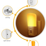 LOHAS Amber Night Light, Dimmable Plug in Yellow Night Light with Dusk to Dawn Sensor, Kids Night Lights for Bedroom, 5-80LM Suit for Nursery, Hallway, Stairway,Bedroom, Bathroom, 2Pack