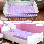 JISEN Baby Crib Sheets Soft Breathable Butterfly Fitted Crib Sheets Baby Sheet for Standard Crib and Toddler Mattress Bed Sheets for Crib for Boys Girls Neutral 52x28 Inch