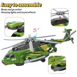 Bloolilies Helicopter Toy for Kids 3-5 6 7, Army Military Toy Helicopters with Lights and Music for Toddlers Birthday Gift, Bump and Go Airplane Toys for Boys Girls 3 4 5 6 7 Years Olds