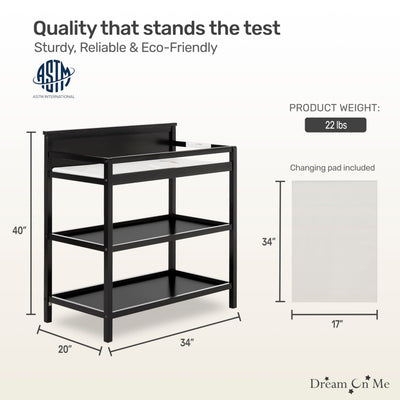 Dream On Me Jax Universal Changing Table in Matte Black