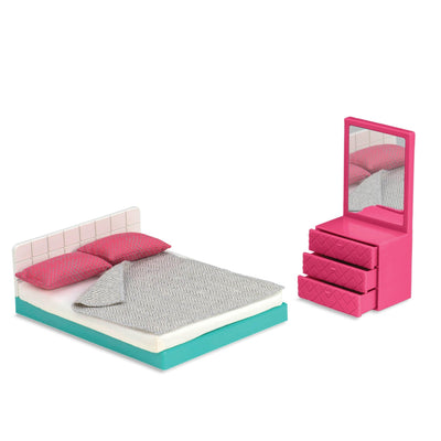 Lori Dolls – Living Room, Kitchen, Bedroom, Outdoor Patio Loft – Dollhouse & Accessories for Mini Dolls – Playset with 6-inch Doll – 3 Furniture Sets – 3 Years +,Multi Color,LO37071Z