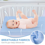 voomf Crib Mattress Dual Sided Memory Foam Baby Toddler Bed Mattress, 52" x 27.6" x 5.5" Soft Breathable Mattresses with Removable Machine Washable Cover, Fits Standard Cribs&Toddler Beds, White&Blue
