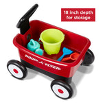 Radio Flyer My 1st Wagon 2-in-1 Walker & Pull Wagon with Beach and Garden Tools for Toddlers Ages 1-4, Red Amazon Exclusive