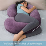 INSEN Pregnancy Pillow,Maternity Body Pillow with Velvet Cover,C Shaped Body Pillow for Sleeping (Cozy Velvet-Lavender)