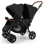 INFANS Double Stroller, Foldable Baby Tandem Stroller with Djustable Backrest Canopy Footrest, 5-Point Harness, Storage Basket, Convertible Compact Twin Stroller for Infants and Toddlers
