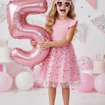 PATPAT Toddler Tutu Dress Girls Ruffle Tulle Pink Dresses Cute Summer Party Princess Sundress 4-5 Years