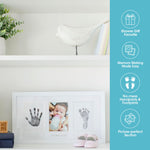 Pearhead Baby Hand and Footprint Kit - Inkless No Mess Clean-Touch Ink Pad, Newborn Keepsake Frame, Nursery Decor Essentials, Perfect Shower Gift for Boys and Girls, White