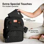 KeaBabies Diaper Bag Backpack - Large Baby Diaper Bag with Changing Pad, Baby Boy, Girl, Travel Backpack for Mom and Dad, Waterproof, Multi Function Durable (Trendy Black)