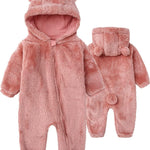 Newborn Baby Jumpsuit Hooded Fleece Rompers Long Sleeve Onesies Outwear Outfits