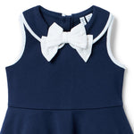 Janie and Jack The Classic Bow Ponte Dress, Navy Blue, 5