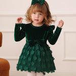 Kucnuzki Baby Girl Clothes 6 9 12 Months Girl Winter Clothes Cute Birthday Tutu Fairy Dress Long Sleeve Green Knee Length Holiday Party Dress Baby Outfit