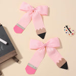 Hair Bows for Girls doboi 2PCS 4.5"Baby Hair Clips Pencil Ribbon Hair Accessories Hair Bow Alligator Clips for Baby Girls Toddlers Kids Teenagers Children Back to School Pink Bows in Pairs