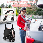 BABY JOY Lightweight Baby Stroller, Compact Travel Stroller for Airplane, Infant Toddler Stroller w/Adjustable Backrest & Canopy, Storage Basket, Self Standing Gravity Fold, Aluminium Frame (Pink)