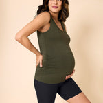 Motherhood Maternity Women's Over The Belly Ribbed Biker Pregnancy Workout Shorts, Black, Medium