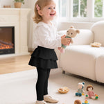 Witwot 2 Pack Toddler Girl Tutu Leggings Baby Girls Cotton Pants with Ruffle Skirt Black Red 18-24M