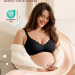 Momcozy Nursing Bras for Breastfeeding, Seamless Pregnancy Maternity Bra Wireless Classic Jelly Strip Support Nursing Bra Black
