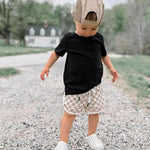 Lukivech Infant Toddler Baby Boy Casual Checkerboard Plaid Cotton Elastic Waist Jogger Shorts Summer Clothes (Yellow, 6-12 Months)