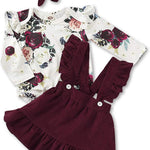 Kucnuzki Newborn Baby Girl Clothes Toddler Long Sleeve Ruffle Romper Top Infant Skirt Set Little Girl Overall Dress