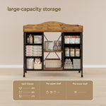 Yetom Changing Table, 6-Drawer Baby Dresser with Changing Table top,Waterproof Diaper Changing Station & Pad, 2 Height-Adjustable Open Storage Shelves, Mobile Nursery Organizer, Rustic Brown