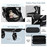 Kinder King 2 in 1 Convertible Baby Stroller, Folding High Landscape Infant Carriage, Newborn Reversible Bassinet Pram, Adjustable Canopy, Diaper Bag, Anti-Shock Toddler Pushchair Stroller, Black