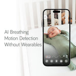 NANOBÉBÉ Smart Baby Monitor – Non-Wearable AI Breathing Monitor Motion Detection 1080p HD Camera with 360° Pan Tilt Two-Way Talk Sound Machine App Control, Night Vision