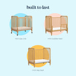 Davinci Jenny Lind 3-in-1 Convertible Mini Crib in Honey, Removable Wheels, Greenguard Gold Certified