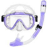 Snorkel Set, Zipoute Snorkel Dry Top Snorkeling Gear for Kids, Panoramic Anti-Leak and Anti-Fog Tempered Glass Lens, Kids Adjustable Snorkeling Set, Scuba Diving Swimming Training Snorkel Kit for Kids