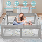 Hiaksedt Baby Playpen 50x50 Inch, Play Pens for Babies and Toddlers Baby Fence Baby Play Yards for Indoor & Outdoor with Breathable Mesh Anti-Fall Playpen