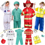 LOYO Kids Role Play Dress Up Clothes for 3-8 Years Old Play, 4 Sets Astronaut/Doctor/Fireman/Construction Costume for Kids And Toddlers Boys Halloween Costumes