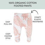 HonestBaby 3-Pack Footed Pants Roomy Fit Pull on Bottoms 100% Organic Cotton for Infant Baby Boys, Girls, Unisex, Pink Pineapple, 6M