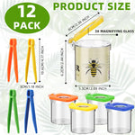 Halloscume 12 Pack Insect Bug Viewer for Kids with Tweezers Magnifying Insect Box Insect Observation Kit Bug Catcher Bug Container Insect Cage Bug Jar for Science Nature Exploration Collecting Kit