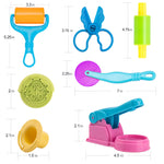 Dough Tools for Kids, 46Pcs Dough Toys Include Play Food Molds - Cupcakes, Ice Cream, Noodle, Play Bulk Pack with Roller, Cutters, Scissor, Dough Mat and Storage Bag Gifts (Tools)