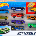 Hot Wheels Toy Cars & Trucks 10-Pack, Set of 10 1:64 Scale Vehicles, Includes Race Cars, Semi, Rescue or Construction Trucks (Styles May Vary)