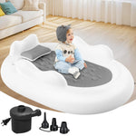 Inflatable Toddler Travel Bed Kids Air Mattress with Safety Sides Portable Blow Up Mattress with Bumpers & Pump for Camping, Travel, Home-Grey 60 Inch