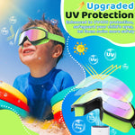 Vvinca Kids Goggles with Comfort Fabric Strap, Kids Swim Goggles Wide View Anti-Fog/UV No Leaking Swimming Goggles for 3-14