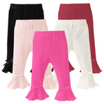 DREAM BUS 5 Pack Baby Pants Toddler Girl Ribbed Ruffle Bell Bottoms Toddler Leggings Baby Boy Pants Newborn Girl Flare Pants