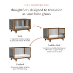 Babyletto Hudson 3-in-1 Convertible Crib with Toddler Bed Conversion Kit in Natural Walnut/Black, Greenguard Gold Certified