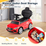 Costzon Push Car for Toddlers, 3 in 1 Mercedes Benz Stroller Sliding Walking Car w/Canopy, Handle, Safety Bar, Horn Sound, Underneath Storage, Foot-to-Floor Ride On Toy for Boys & Girls (Red)