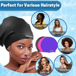 3 Pack Extra Large Swim Cap for Braids & Dreadlocks - Waterproof Silicone Swim Hat for Women & Men with Long Thick Hair, Protective Swim Cap Cover Ears for Swimming, Shower, Bathing