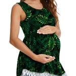 Xpenyo Womens Maternity Tank Top Sleeveless Lace Crochet Trim Peplum Cami Shirts Green Leaf 2XL