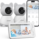ieGeek Baby Monitor with Camera and Audio - 2K Video Monitor with 5" Screen - Night Vision, Two-Way Talk, Cry&Motion Detection, Temper& Humidity Sensor, PTZ, Remote Control via Screen and Free APP