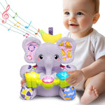 Baby Bilingual Musical Elephant Stuffed Animals Toys,Infant Early Learning Toy with Light-Up Music & Crinkle,Tummy Time Toys for 0 3 6 9 12+ Months for Baby Boy Girl Gift,Pink