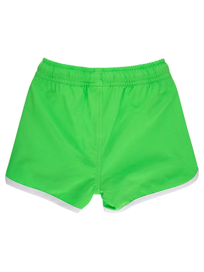 RUGGEDBUTTS Boys UPF50+ Sun Protected Stretch Dolphin Hem Swim Trunks - Neon Lime, 3-6m
